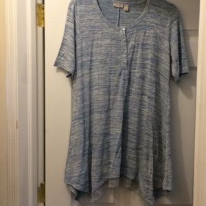 Space dye Logo short sleeve top w/ lace